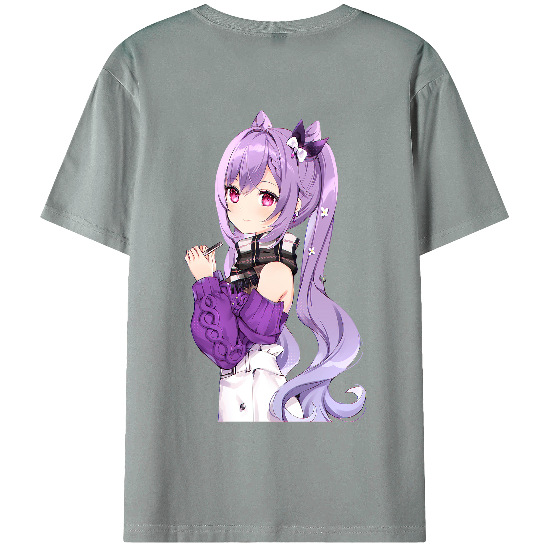 げんし神 刻晴 こくせい genshin Kokusei 綿100％ メンズ半袖Tシャツ（バックプリント） 通気性